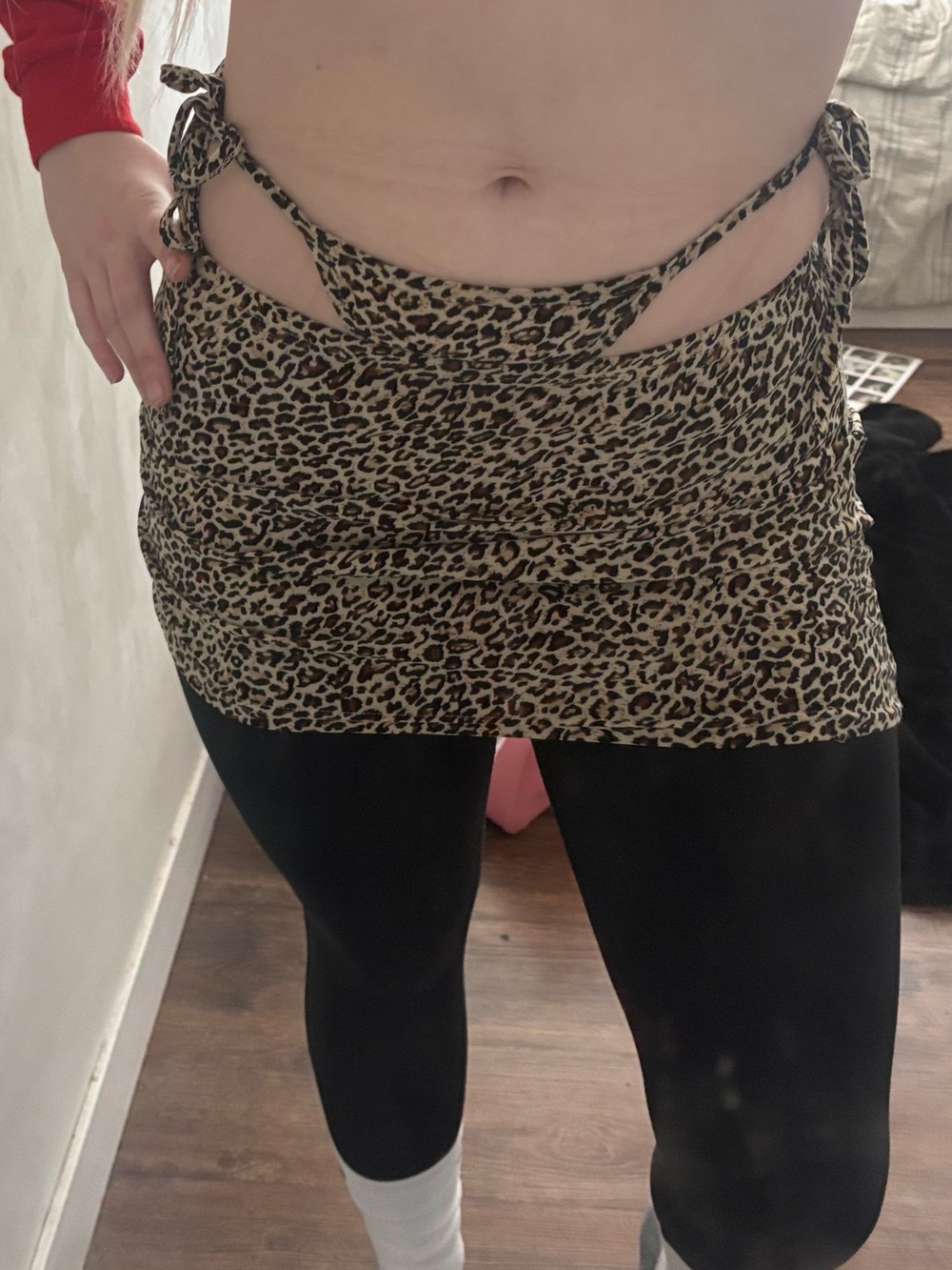 🐆 Leopard Print Cut-Out Mini Skirt | Y2K Tie Side Thong Detail | S/M